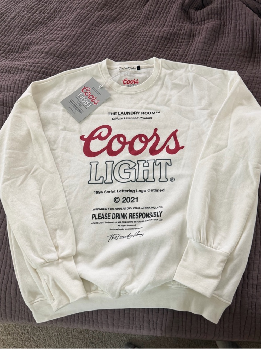 The Laundry Room White Coors Light Logo Crewneck Sweatshirt